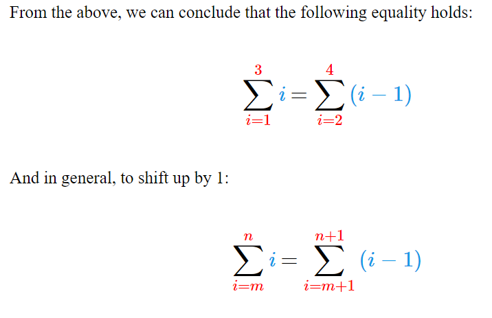 Summation shift rules