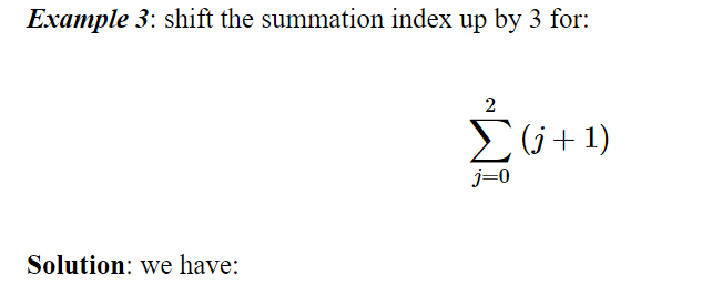 Shift index of summation