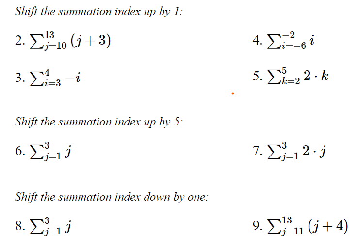 How to shift index of summation