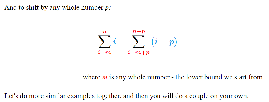 Summation index shift rules